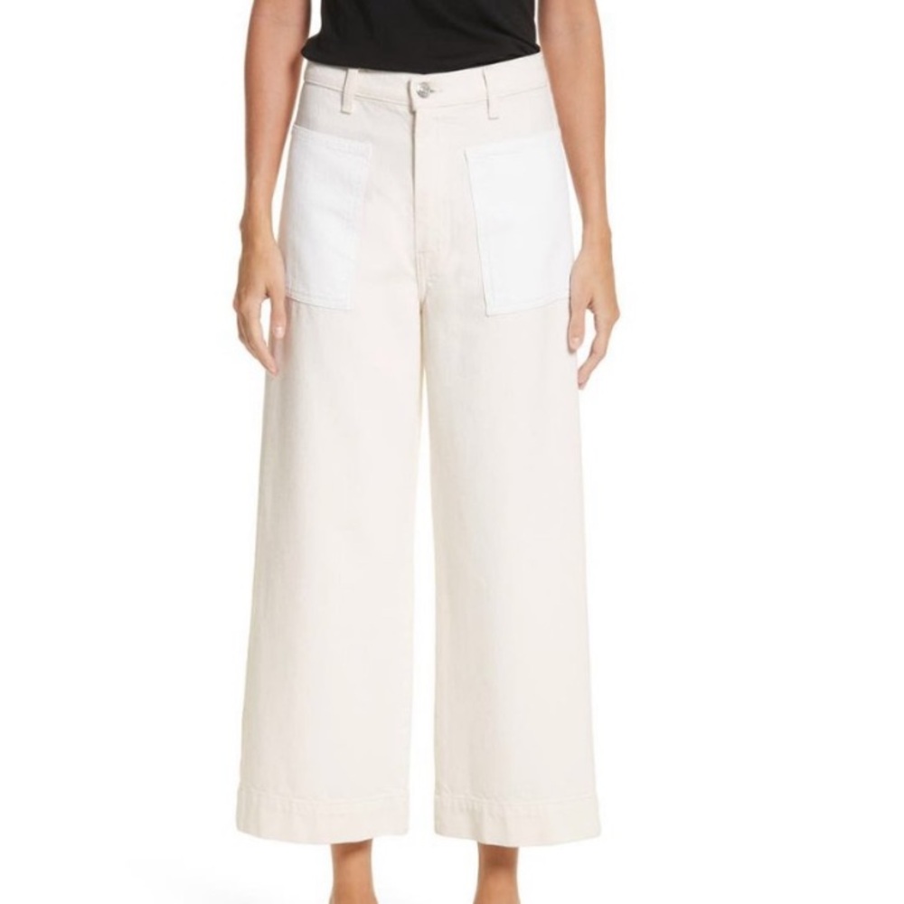Proeneza Schouler wide leg utility cream/white jeans